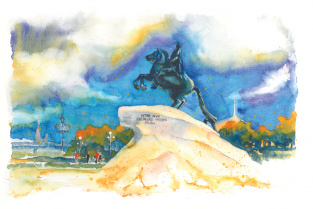 Postcard St Petersburg Russia "Bronze Horseman"
