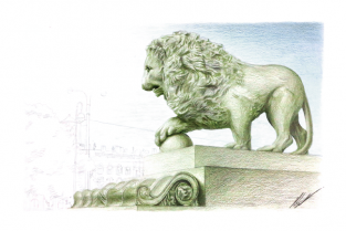 Postcard St Petersburg Russia "Lions at the Dvortsovaya pier"