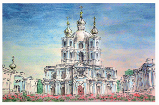 Postcard St Petersburg Russia "Smolny Cathedral"
