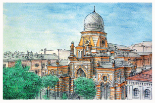 Postcard St Petersburg Russia "Choral Synagogue"