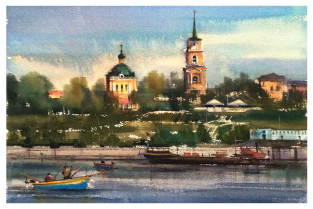 Postcard Perm Russia "Panoramic view from the Kama river"