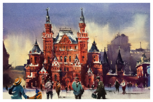 Postcard Moscow Russia "State Historical Museum, winter"
