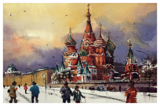 Postcard Moscow Russia "Saint Basil's Cathedral, winter"