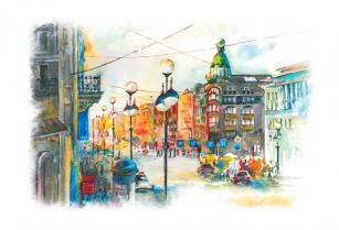 Postcard St Petersburg Russia "Nevsky Prospect"