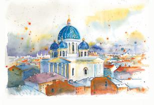 Postcard St Petersburg Russia "Trinity Cathedral"