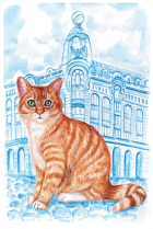 Postcard St Petersburg Russia cats "Singer House, House of the Book"