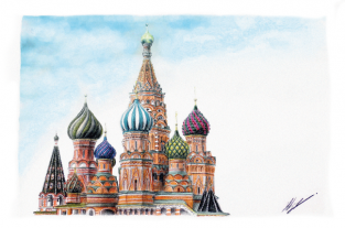 Postcard Moscow Russia "Saint Basil's Cathedral"