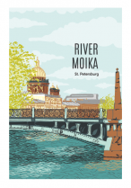 Postcard St Petersburg Russia "River Moika, Saint Isaac's Cathedral"