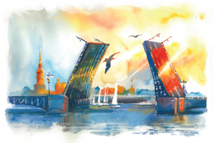 Postcard St Petersburg Russia "Palace Bridge, daytime"