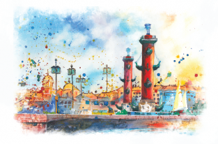 Postcard St Petersburg Russia "Rostral Columns"