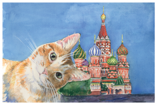 Открытка Московские коты "Покровский собор"