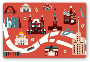 Открытка иллюстрация Москва "Карта Москвы"